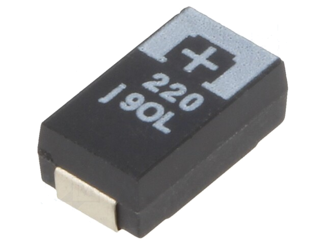 Condensator: tantaal-polymeer; 220uF; 6,3VDC; TPB; SMD; ±20%; 2000h Condensator: tantaal-polymeer; 220uF; 6,3VDC; TPB; SMD; ±20%; 2000h